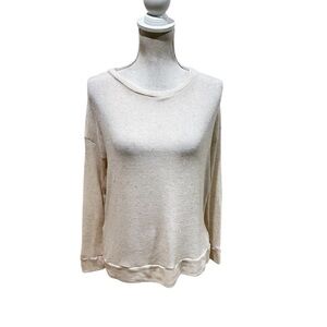 Caren Forbes lightweight Cream open back Crew Neck Sweater size medium